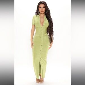 Silky Smooth Slinky Maxi Dress - Chartreuse